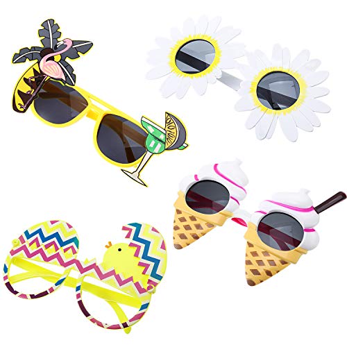 Chinco 16 Pares de Gafas de Fiesta Divertidas Gafas Hawaianas Tropicales para Fiesta Luau Tropical Disfraz Gafas para Niños y Adultos, 8 Estilos