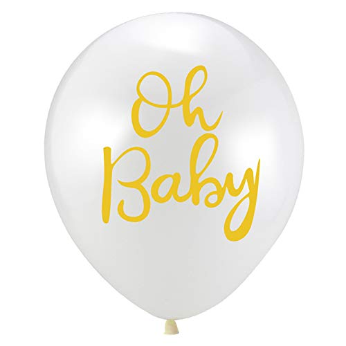 Chingde Conjunto de globos confeti, 12 piezas Globos de helio blancos Globos de látex oh Baby, girls or boy we love you Banner Bandera Set de globos de papel para decoraciones de fiesta de Baby Shower