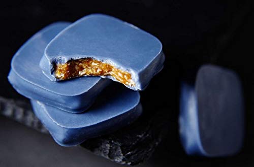 Chocolate azul con almendra praliné caramelizada, 60 g,