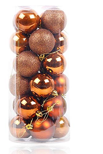 Christmas Balls 24 Piezas Set Atmósfera Irrompible Colgante Chuchería Fiesta De Bodas Decoraciones para Árboles De Navidad Colgando Festival Fiesta De Arte - Chocolate - 6Cm