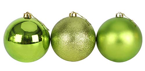 Christmas Concepts® Pack de 3 - Adornos de árbol de Navidad Extra Grandes de 150 mm - Adornos Brillantes, Mate y con Brillo (Verde Lima)