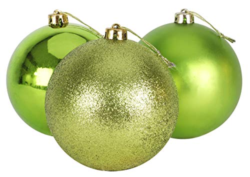 Christmas Concepts® Pack de 3 - Adornos de árbol de Navidad Extra Grandes de 150 mm - Adornos Brillantes, Mate y con Brillo (Verde Lima)