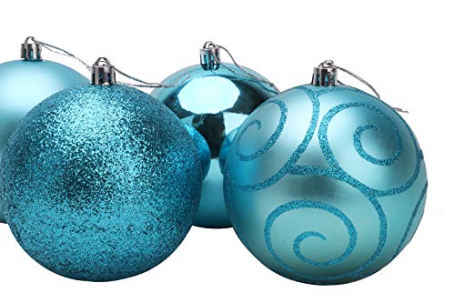 Christmas Concepts® Pack of 5 - Adornos de árbol de Navidad Extra Grandes de 100 mm - Adornos Brillantes, Mate y con Brillo (Turquesa)