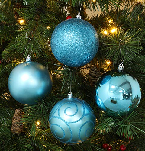 Christmas Concepts® Pack of 5 - Adornos de árbol de Navidad Extra Grandes de 100 mm - Adornos Brillantes, Mate y con Brillo (Turquesa)