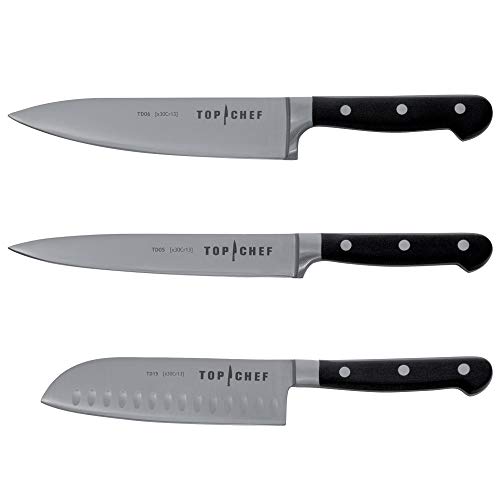 Chroma Top Chef Premium - Juego de cuchillos Santoku (3 piezas, cuchillo de trinchar, cuchillo y pelador)