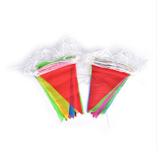 CHSYOO 10 x Banderines Tela Banderas Multicolores Bunting Banner triángulo 7.5m Largo Colgantes Decoraciones Accesorios para Partido cumpleaños Boda Baby Shower Navidad niños Fiesta