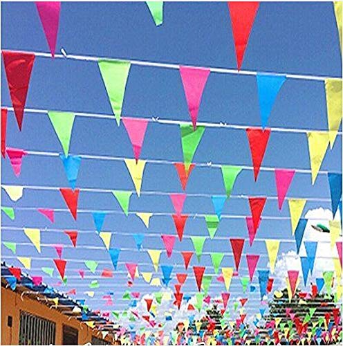 CHSYOO 10 x Banderines Tela Banderas Multicolores Bunting Banner triángulo 7.5m Largo Colgantes Decoraciones Accesorios para Partido cumpleaños Boda Baby Shower Navidad niños Fiesta