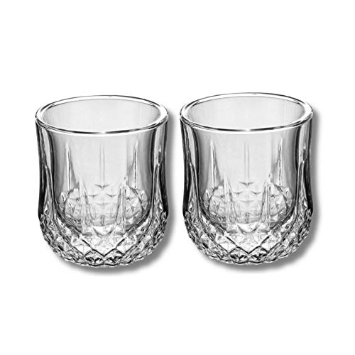 ChuckSss Vasos de Whisky, Vasos de Whisky de Doble Pared, Vidrio Súper Transparente sin Plomo, Jarra de Cristal Whisky, Cóctel, Bourbon, Escocés. Juego de 2, 250 ml