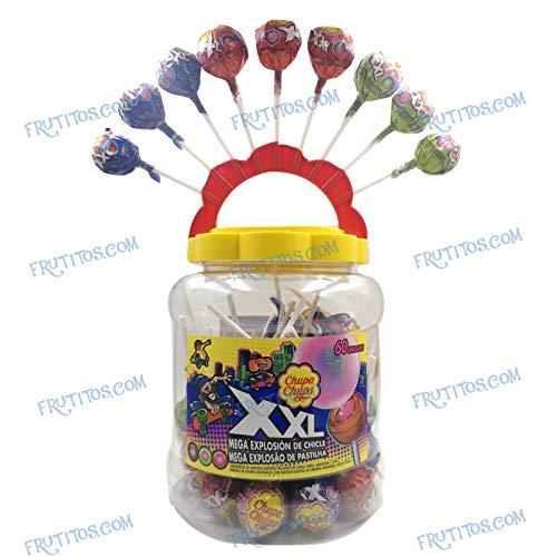 Chupa Chups XXL - Caramelo con palo relleno chicle - 60 Unidades