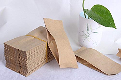 Chytaii 50pcs Bolsa de Embalaje Bolsa de Papel Kraft con Base para Alimento Té Bolsas de comida Bolsa Ecológica Tres Tamaños Marrón