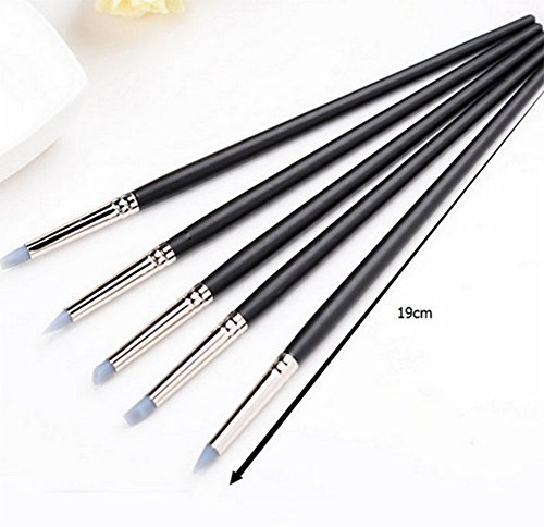 Chytaii 5pcs Pinceles de Silicona Herramienta de Escultura para Arcilla Aerámica Impresión de Pinceles de Silicona Suave Goma de Silicona Pinceles Profesionales Negro