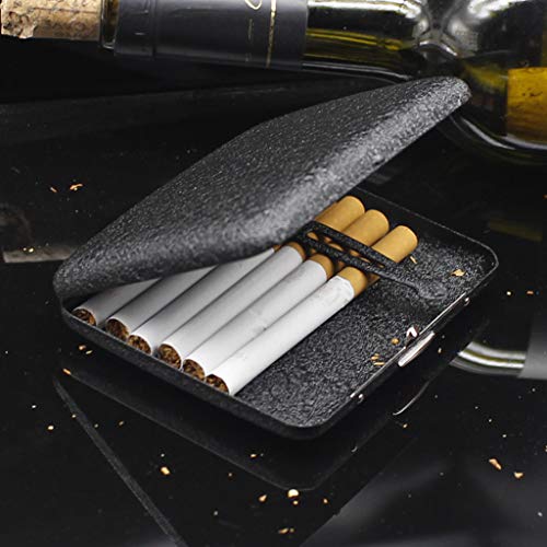 Cigarrillo Caja de Cigarrillos de Metal para 20 Cigarrillos, Caja de Cigarrillos Antiguos con Aspecto Elegante Grabado y cualidades Especiales (Black)