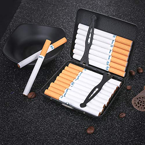 Cigarrillo Caja de Cigarrillos de Metal para 20 Cigarrillos, Caja de Cigarrillos Antiguos con Aspecto Elegante Grabado y cualidades Especiales (Black)