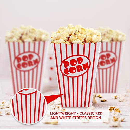 Cine pequeñas cajas de palomitas de maíz – Papel cajas de palomitas de rayas rojo y blanco – Ideal para noche de cine o película de diseño de tema, Teatro, fiesta o Carnaval circo etc. (40 cajas)