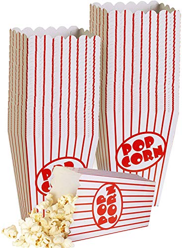 Cine pequeñas cajas de palomitas de maíz – Papel cajas de palomitas de rayas rojo y blanco – Ideal para noche de cine o película de diseño de tema, Teatro, fiesta o Carnaval circo etc. (40 cajas)