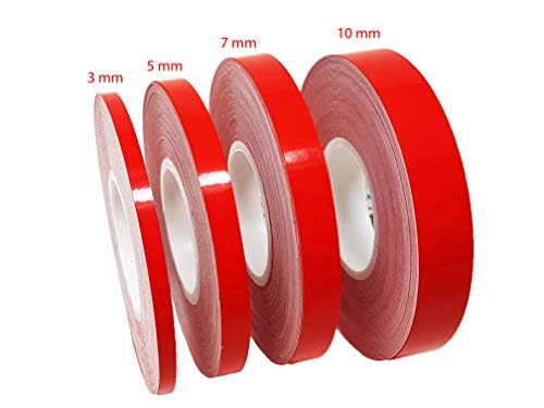 Cinta decorativa adhesiva para carrocería 10 m x 7 mm rojo