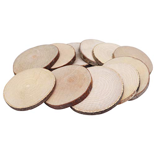 Circulos de Madera Natural (100 Piezas) - Rodajas de Madera Discos de Madera Rústicos (4 a 6cm) - Rebanadas con Corteza y Acabado Suave 5mm de Grosor - Trozos de Madera Manualidades y Decoraciones