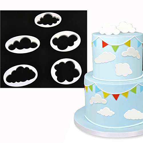 Cisixin 5pcs Nubes de Patrón Molde Pastel, Cake Hornear Molde Torta Decoración de Molde