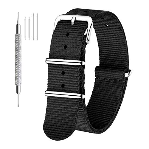 CIVO NATO Correa 6 Paquetes 16 mm 18 mm 20 mm 22 mm 24 mm Bandas de Reloj de Nylon Balístico Correas Zulu Hebilla de Acero Inoxidable con Barra de Resorte y Herramienta de Pasador de Enlace