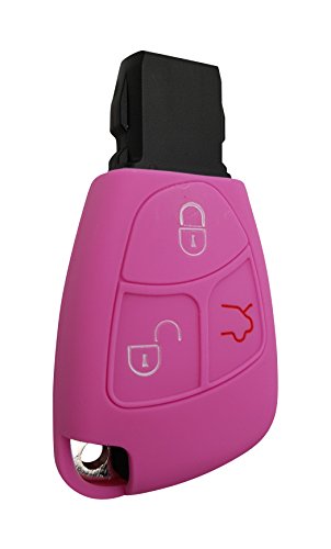 CK+ - Carcasa para llave de coche Mercedes, con 3 botones, sin llave, de silicona, para categoría A-B-C-E-G-V-S-R, AMG, CLA, CLS rosa