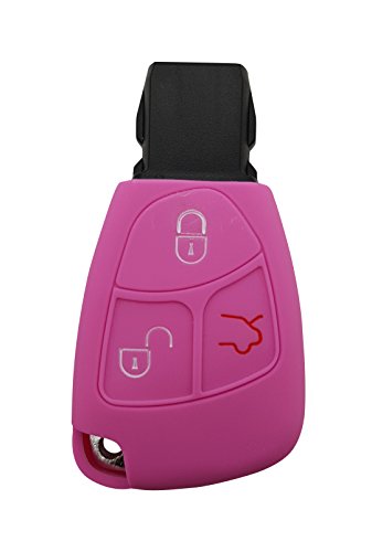 CK+ - Carcasa para llave de coche Mercedes, con 3 botones, sin llave, de silicona, para categoría A-B-C-E-G-V-S-R, AMG, CLA, CLS rosa