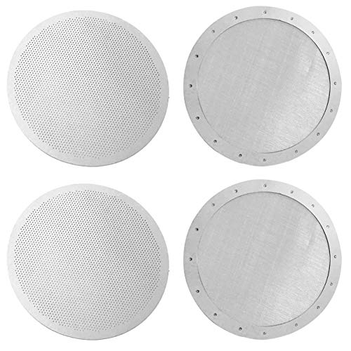 CKANDAY Paquete de 4 filtros de café reutilizables premium para cafeteras Aeropress Aerobie antiguas / nuevas, 2 tipos de microfiltros finos de malla metálica de acero inoxidable lavables, plateado