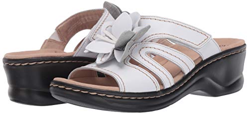 Clarks Lexi Opal, Sandalia para Mujer, Piel Blanca, 44.5 EU