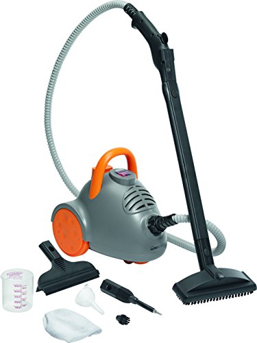 Clatronic DR 3536 - Vaportea limpiadora al vapor de 3,5 bar, 9 accesorios, 1350 W, color gris y naranja