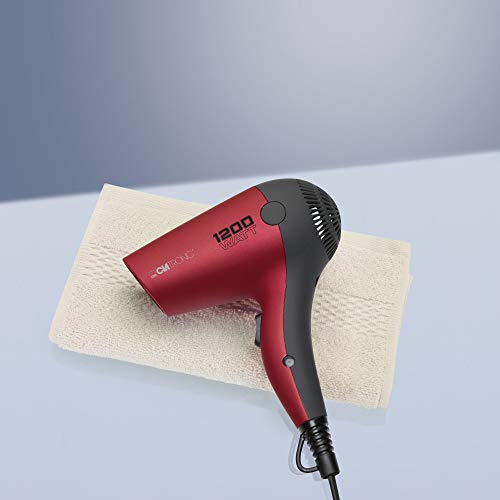 Clatronic HT 3428 - Secador de pelo de viaje, color rojo metálico