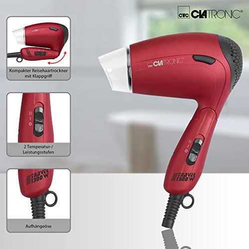 Clatronic HTD 3429 - Secador de pelo, color rojo metálico