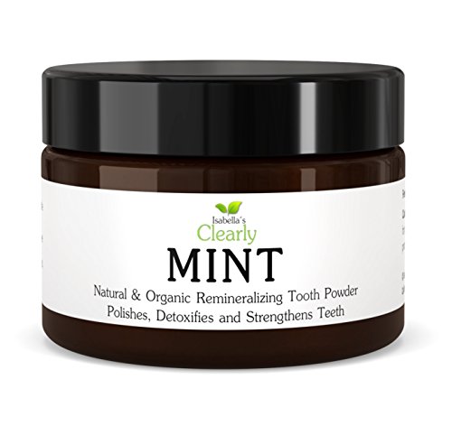 Clearly MINT - Polvo para Dientes Remineralizante y Natural. Fortalece, Pule y Desintoxica los Dientes. Libre de Fluoruro, Alto en Minerales, Pasta Dental Blanqueadora en Polvo. Sabor a Menta Fresca.