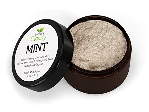 Clearly MINT - Polvo para Dientes Remineralizante y Natural. Fortalece, Pule y Desintoxica los Dientes. Libre de Fluoruro, Alto en Minerales, Pasta Dental Blanqueadora en Polvo. Sabor a Menta Fresca.