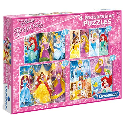 Clementoni- Disney Puzzles 20+60+100+180 Piezas Princess, Multicolor (07721.2)