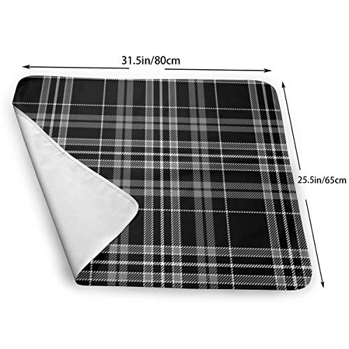 Clergy Grey And Black Tartan, Bed Pad Washable Waterproof Urine Pads for Baby Toddler Children and Adults 31.5 X 25.5 inch