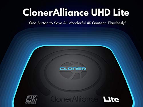 ClonerAlliance UHD Lite, Grabadora de vídeo y Juegos HDMI 4K H.265, no Requiere PC, reproducción instantánea.