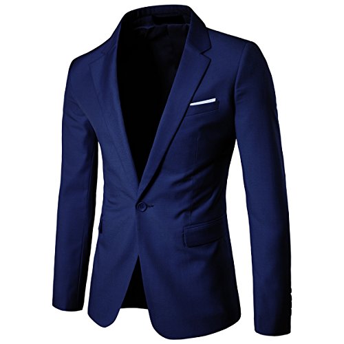 Cloudstyle Traje Suit Hombre 3 Piezas Chaqueta Chaleco pantalon Traje al Estilo Occidental, Azul, XL