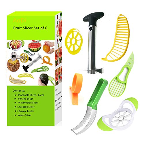 Cocina Cortadores Para Fruta - Cortador De Sandía Melón - Cortapiñas - Cortador De Manzanas - Cortador De Aguacate 3 En 1 - Banana Cutter - Pelador De Cítricos