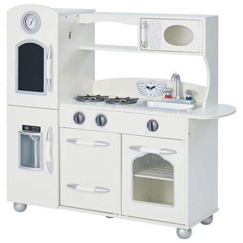 Cocina de juguete grande de madera blanca de Teamson Kids TD-11414W