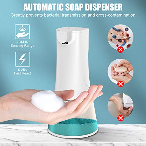 Cocoda Dispensador de Desinfectante Manos, 350ml Dispensador Jabon Automático Sensor Sin Contacto con 2 Interruptor Ajustable & Impermeable IPX4, Recargable Dosificador Jabon Espuma para Cocina Baño