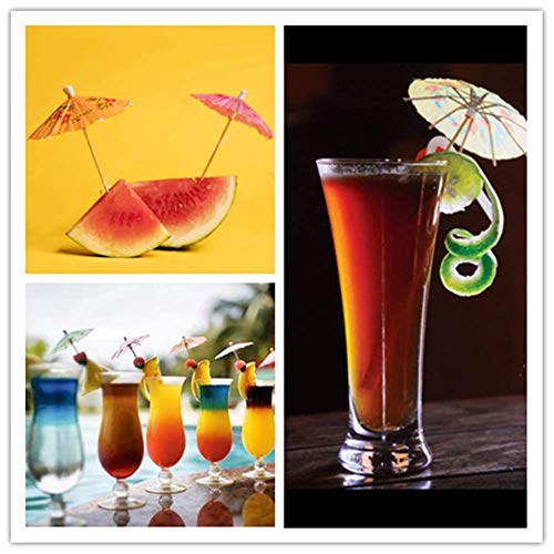 Cóctel Paraguas De Papel,100 Piezas Toothpicks del Paraguas Bebida Tropical Hawaiana Decoraciones de Bebidas para Fiestas,Fiestas Tropicales Playa