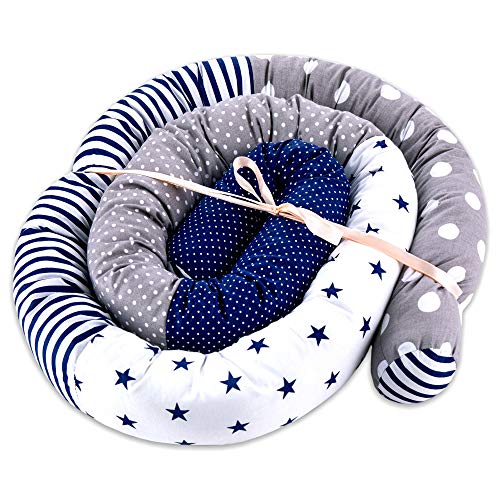 cojin serpiente patchwork - protector cuna chichonera cojin bebe cuna parachoques cuna Patrón de estrella azul, 300 cm