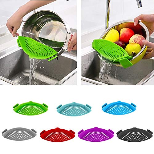 Colador Colador de colador de colador de silicona Se adapta a todas las ollas y cuencos Colador de lavado de frutas y verduras Utensilios de cocina Accesorios Colador Escurridor (Color : Green)