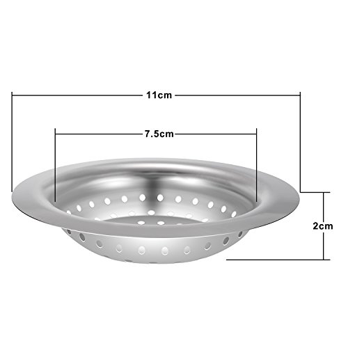 Colador de fregadero de PChero, 2 unidades, 11 cm de diámetro exterior, de acero inoxidable