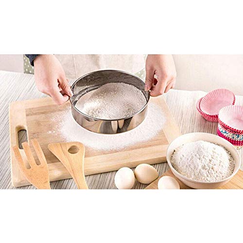 Coladores Colador Colador De Malla Fina De Acero Inoxidable Tamiz Para Tamizar Alimentos Té Coladores De Harina De AzúCar Para Cocina Herramientas Para Hornear En Casa-30 Cm