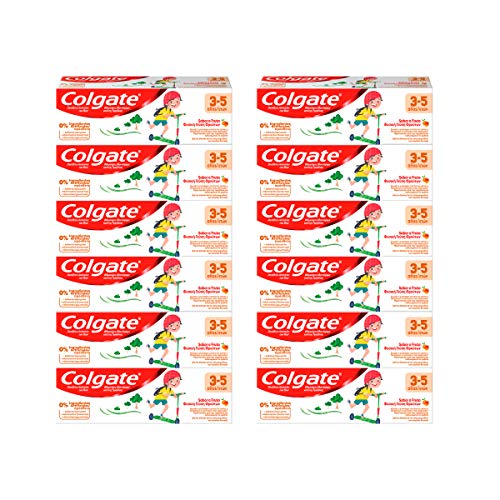 Colgate Niños 3-5 años anticaries, Pasta de Dientes infantil, sabor a fruta - Pack 12 uds x 50ml