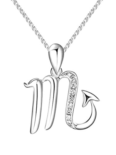 Collar Paialco Trend con dije de plata fina chapada en Rodio con diseño del signo del zodiaco Escorpio