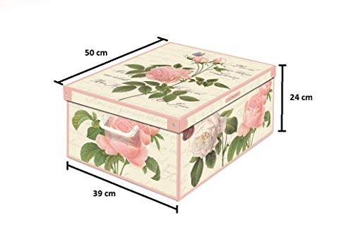 Collection Rose, Caja de almacenaje en Carton, Montaje facil 50 x 39 x 24 cm, Rosa, 39 x 50 x 24 cm