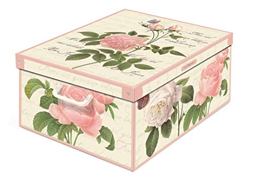 Collection Rose, Caja de almacenaje en Carton, Montaje facil 50 x 39 x 24 cm, Rosa, 39 x 50 x 24 cm