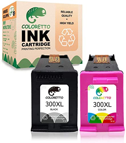 COLORETTO Remanufacturado Cartuchos de Tinta Reemplazo para HP 300 XL 300XL (1 Negro, 1 Tricolor) Compatible con HP DeskjetD 2500 D 2530 D 2545 Photosmart C 4640 C 4650 C 4680 C 4740