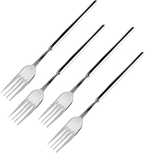 com-four® 4X Tenedor telescópico con Mango Largo y Extensible: Cubiertos con Parrilla y Tenedor para barbacoas, cenas, Salchichas, Frutas y Verduras (04 Piezas - Telescopio para Horquilla Grill |)